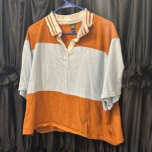 wild fable Rust and Light Blue Colorblock Polo Crop Top